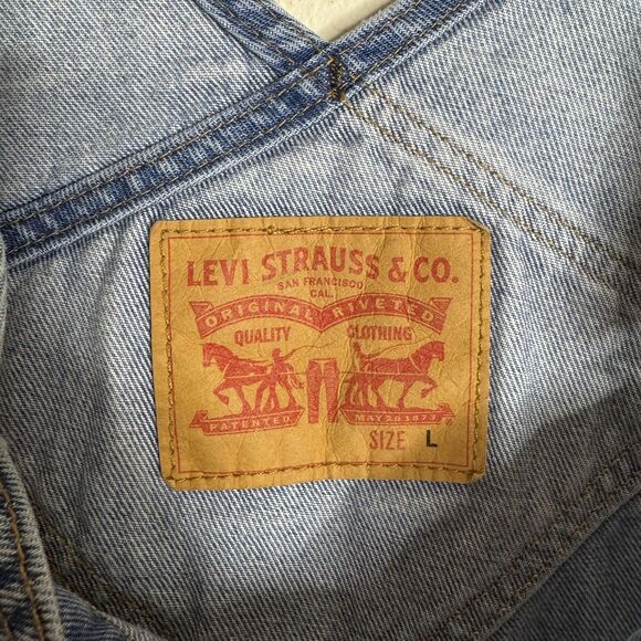 Levi's Overalls Mens Large Blue Denim Bib Shortalls Carpenter Utility Work - Picture 7 of 16